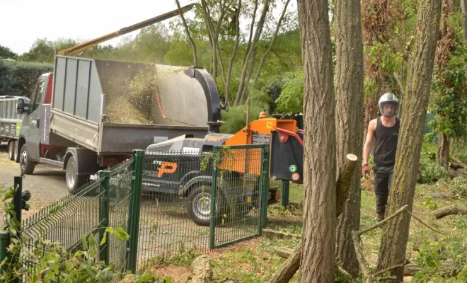 Travaux d'élagage en nacelle, Châtellerault, Arborea